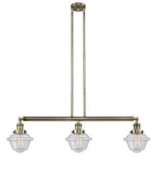 Franklin Restoration Three Light Island Pendant in Antique Brass (405|213-AB-G534)