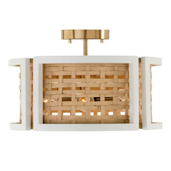 Lola Four Light Semi-Flush Mount in Flat White and Matte Brass (65|244341WM)