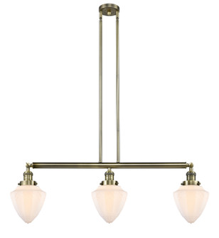 Franklin Restoration Three Light Island Pendant in Antique Brass (405|213-AB-G661-7)