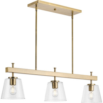 Saffert Three Light Linear Island Chandelier in Vintage Brass (54|P400298-163) Saffert Three Light Linear Island Chandelier in Vintage Brass (54|P400298-163)