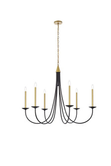 Cohen Six Light Pendant in Black And Brass (173|LD810D42BRK)