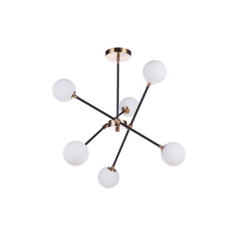 Dot Six Light Chandelier in Black and Brass (90|373684)