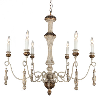 Elenore Six Light Chandelier in Antique White And Gold (374|H8124-6)