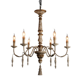 Maura Six Light Chandelier in Washed White With Gold (374|H5105-6)