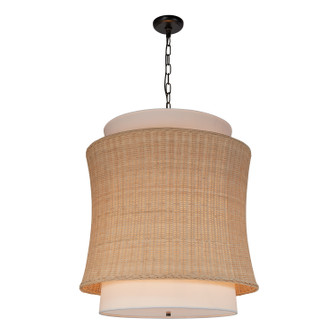 Margherita Four Light Chandelier in Matte Black & Rattan (374|H21106-4)