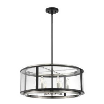 Tambouro Six Light Pendant in Matte Black/Satin Nickel (40|38276-019)