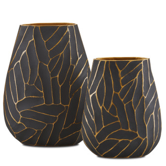Anika Vase Set of 2 in Black/Gold (142|1200-0588)