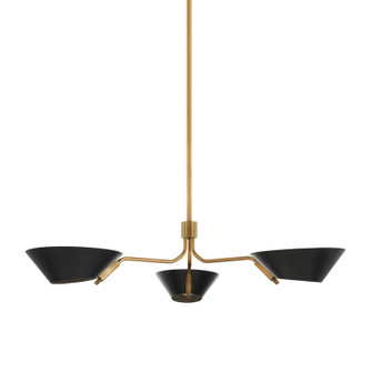 Sacramento Three Light Chandelier in Patina Brass/Soft Black (67|F8143-PBR/SBK)