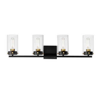 Pinn Four Light Bath Vanity in Black / Satin Brass (16|12404CLBKSBR)