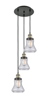 Franklin Restoration Three Light Pendant in Black Antique Brass (405|113F-3P-BAB-G194)