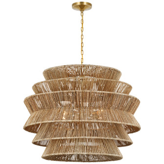 Antigua LED Chandelier in Antique-Burnished Brass and Natural Abaca (268|CHC 5017AB/NAB) Antigua LED Chandelier in Antique-Burnished Brass and Natural Abaca (268|CHC 5017AB/NAB)