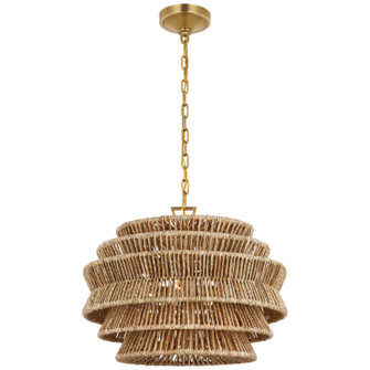 Antigua LED Chandelier in Antique-Burnished Brass and Natural Abaca (268|CHC 5015AB/NAB) Antigua LED Chandelier in Antique-Burnished Brass and Natural Abaca (268|CHC 5015AB/NAB)