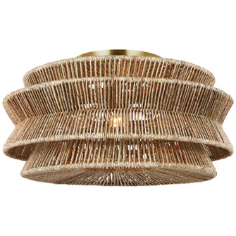 Antigua LED Semi-Flush Mount in Antique-Burnished Brass and Natural Abaca (268|CHC 4017AB/NAB)