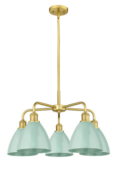 Downtown Urban Five Light Chandelier in Satin Gold (405|516-5CR-SG-MBD-75-SF)