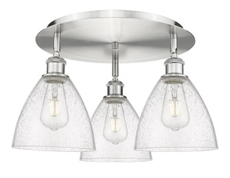 Downtown Urban Three Light Flush Mount in Satin Nickel (405|516-3C-SN-GBD-754)