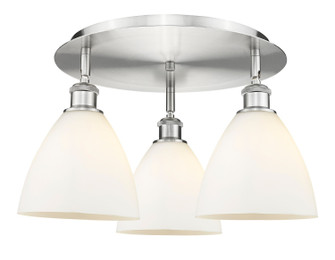 Downtown Urban Three Light Flush Mount in Satin Nickel (405|516-3C-SN-GBD-751)