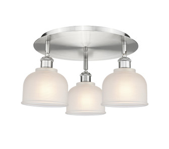 Downtown Urban Three Light Flush Mount in Satin Nickel (405|516-3C-SN-G411)