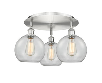 Downtown Urban Three Light Flush Mount in Satin Nickel (405|516-3C-SN-G122-8)