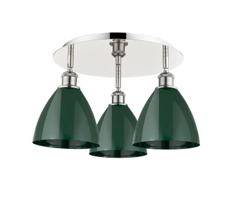 Downtown Urban Three Light Flush Mount in Polished Nickel (405|516-3C-PN-MBD-75-GR)