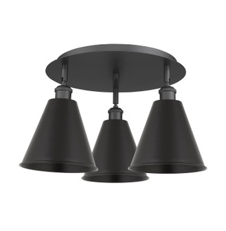 Downtown Urban Three Light Flush Mount in Matte Black (405|516-3C-BK-MBC-8-BK)