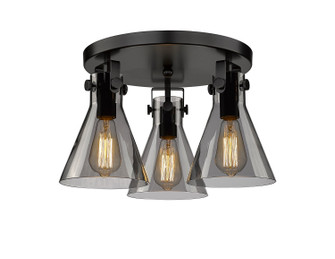 Downtown Urban Three Light Flush Mount in Matte Black (405|411-3F-BK-G411-7SM)