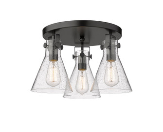 Downtown Urban Three Light Flush Mount in Matte Black (405|411-3F-BK-G411-7SDY)