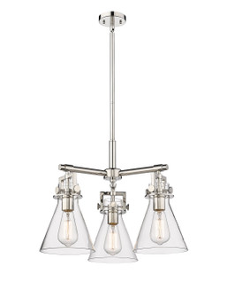 Downtown Urban Three Light Pendant in Polished Nickel (405|411-3CR-PN-G411-7CL)