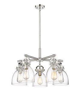 Downtown Urban Five Light Chandelier in Polished Nickel (405|410-5CR-PN-G412-7CL)