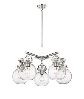 Downtown Urban Five Light Chandelier in Polished Nickel (405|410-5CR-PN-G410-7CL)