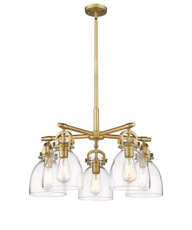 Downtown Urban Five Light Chandelier in Brushed Brass (405|410-5CR-BB-G412-7CL)