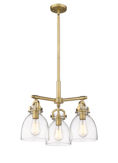 Downtown Urban Three Light Pendant in Brushed Brass (405|410-3CR-BB-G412-7CL)