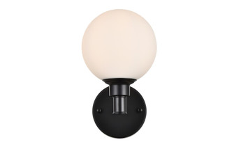 Cordelia One Light Bath Sconce in Black and frosted white (173|LD7317W6BLK)