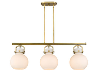 Downtown Urban Three Light Island Pendant in Brushed Brass (405|410-3I-BB-G410-10WH)