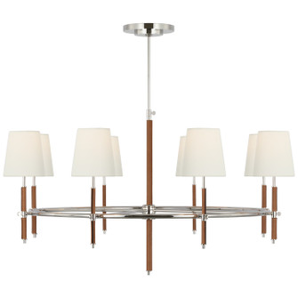 Bryant Wrapped LED Chandelier in Polished Nickel and Natural Leather (268|TOB 5588PN/NAT-L)