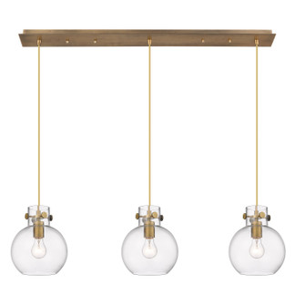 Downtown Urban Three Light Linear Pendant in Brushed Brass (405|123-410-1PS-BB-G410-8CL)