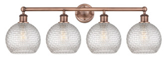 Downtown Urban Four Light Bath Vanity in Antique Copper (405|616-4W-AC-G122C-8CL)