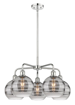 Downtown Urban Five Light Chandelier in Polished Chrome (405|516-5CR-PC-G556-8SM)