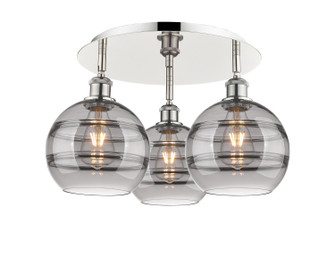 Downtown Urban Three Light Flush Mount in Polished Nickel (405|516-3C-PN-G556-8SM)