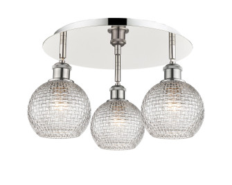 Downtown Urban Three Light Flush Mount in Polished Nickel (405|516-3C-PN-G122C-6CL)