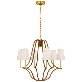 Biscayne LED Chandelier in Antique-Burnished Brass and Natural Rattan (268|CHC 5581AB/NRT-L)