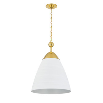 Bronson One Light Pendant in Aged Brass/White Plaster (70|BKO1501-AGB/WP)