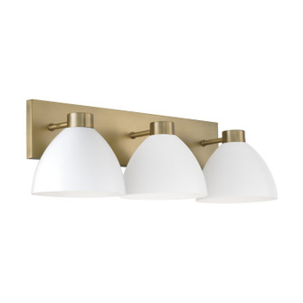Ross Three Light Vanity in Aged Brass and White (65|152031AW)