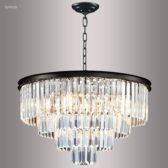 Contemporary Europa Nine Light Chandelier in Satin Black (64|96996SB22)