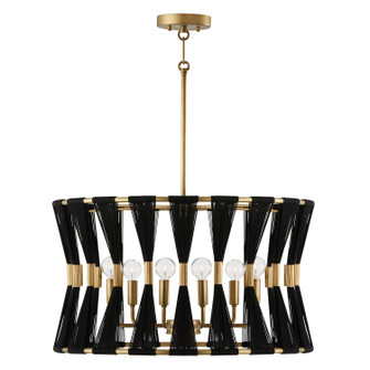 Bianca Six Light Pendant in Black Rope and Patinaed Brass (65|341161KP)