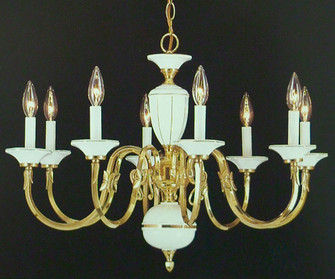 Touch of Brass & Ceramic Eight Light Chandelier in Polished Brass (92|6828)