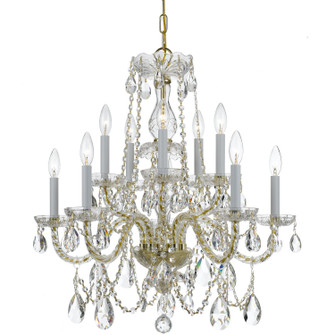 Traditional Crystal Ten Light Chandelier in Polished Brass (60|1130-PB-CL-S)