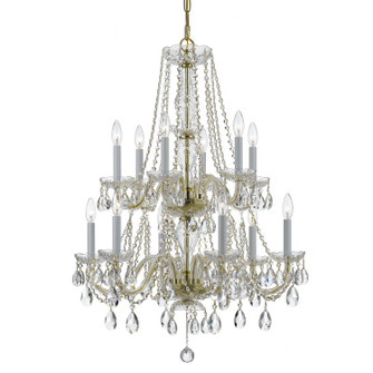 Traditional Crystal 12 Light Chandelier in Polished Brass (60|1137-PB-CL-SAQ)