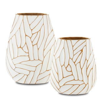 Anika Vase in White/Gold (142|1200-0496)