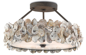 Oyster Three Light Semi-Flush Mount in Textured Bronze/Natural (142|9000-0265)