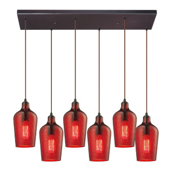 Hammered Glass Six Light Pendant in Oil Rubbed Bronze (45|10331/6RC-HRD)
